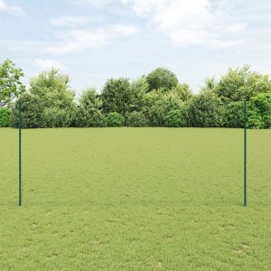 Słupki ogrodzeniowe vidaXL 5 sztuk zielonych 140 cm stalowe, Ogrodzenie sześciokątne vidaXL zielone 1.4x10 m stalowe 1