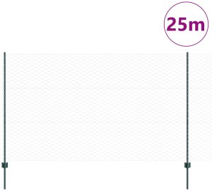 vidaXL Słupki ogrodzeniowe 5 sztuk zielonych 140 cm stalowe, Ogrodzenie sześciokątne zielone 1.4x10 m stalowe 3