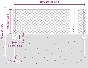 Słupki ogrodzeniowe vidaXL 11 szt. U-Kanał Zielony 40 cm Stal, Sześciokątne ogrodzenie vidaXL Zielone 0.4x25 m Stal 10