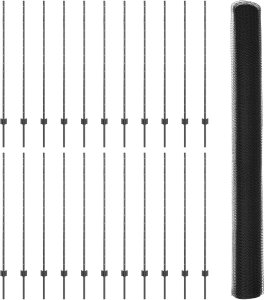 vidaXL Słupki ogrodzeniowe 22 szt. U-Channel Szare 140 cm Stal, Sześciokątne ogrodzenie Szare 1.4x50 m Stal 2