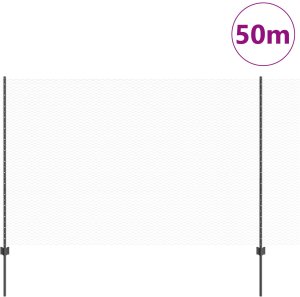 vidaXL Słupki ogrodzeniowe 22 szt. U-Channel Szary 160 cm Stal, Ogrodzenie heksagonalne Szare 1,6x50 m Stal 3