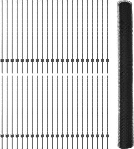 Posts 22 sztuki U-Channel Szary 140 cm Stal, Płot sześciokątny Szary 1,4x100 m Stal 2
