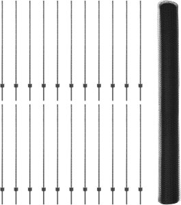 vidaXL vidaXL Słupki ogrodowe 22 szt. U-Channel Szary 160 cm Stal, vidaXL Płot sześciokątny Szary 1.6x50 m Stal 2