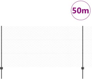vidaXL Słupki ogrodzeniowe 22 szt. U-Channel Szary 120 cm Stal, Sześciokątne ogrodzenie Szare 1.2x50 m Stal 3