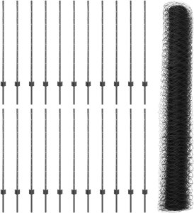 vidaXL Słupki ogrodzeniowe 22 szt. U-Channel Szary 120 cm Stal, Sześciokątne ogrodzenie Szary 1.2 x 50 m Stal 2