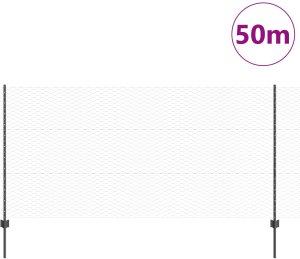 vidaXL Słupki ogrodzeniowe 22 szt. U-Channel Szary 120 cm Stal, Sześciokątne ogrodzenie Szary 1.2 x 50 m Stal 3