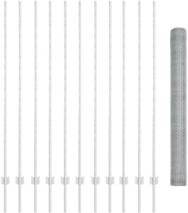 vidaXL Słupki ogrodzeniowe 22 szt. U-Channel 160 cm stal ocynkowana, Ogrodzenie sześciokątne 1.6x25 m stal ocynkowana 2