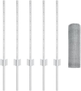 Słupki ogrodzeniowe vidaXL 5 szt. U-Channel 60 cm stal ocynkowana, Ogrodzenie sześciokątne vidaXL 0.6x10 m stal ocynkowana 2