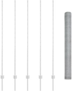 vidaXL Słupki ogrodzeniowe 10 szt. U-Channel 160 cm Ocynkowana stal, Ogrodzenie hexagonalne 1.6x10 m Ocynkowana stal 2