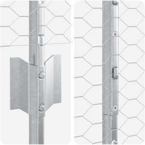 vidaXL Słupki ogrodzeniowe 10 szt. U-Channel 160 cm Ocynkowana stal, Ogrodzenie hexagonalne 1.6x10 m Ocynkowana stal 7