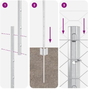 vidaXL Słupki ogrodzeniowe 22 szt. U-Channel 140 cm Stal ocynkowana, Płot sześciokątny 1.4x25 m Stal ocynkowana 8