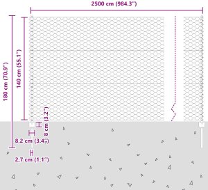 vidaXL Słupki ogrodzeniowe 22 szt. U-Channel 140 cm Stal ocynkowana, Płot sześciokątny 1.4x25 m Stal ocynkowana 9