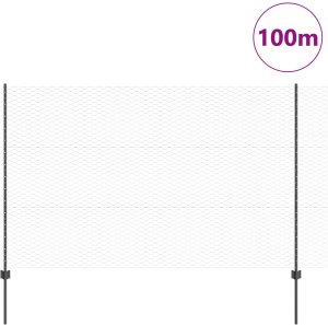 vidaXL Słupy ogrodzeniowe 22 szt. U-Channel Szary 150 cm Stal, Ogrodzenie sześciokątne Szare 1,5x100 m Stal 3