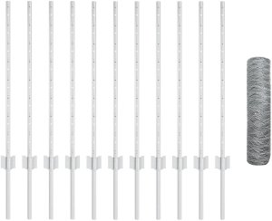 vidaXL Słupki Ogrodzeniowe 11 szt U-Channel 80 cm Stal Ocynkowana, Ogrodzenie Sześciokątne 0.8x25 m Stal Ocynkowana 2