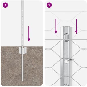 vidaXL Słupki Ogrodzeniowe 11 szt U-Channel 80 cm Stal Ocynkowana, Ogrodzenie Sześciokątne 0.8x25 m Stal Ocynkowana 9
