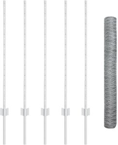 vidaXL Słupki ogrodzeniowe 10 szt U-Channel 100 cm Stal galwanizowana, Sześciokątne ogrodzenie 1x10 m Stal galwanizowana 2
