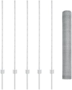 vidaXL Słupki ogrodzeniowe 10 szt. U-Channel 120 cm Stal ocynkowana, Ogrodzenie sześciokątne 1.2x10 m Stal ocynkowana 2