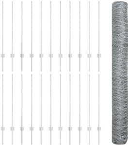 vidaXL Słupki ogrodzeniowe 10 sztuk U-Channel 140 cm stal ocynkowana, Ogrodzenie sześciokątne 1x50 m stal ocynkowana 2