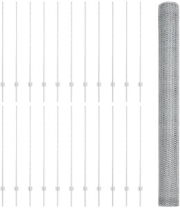 vidaXL 22 szt. słupków ogrodzeniowych 140 cm z U-Channel ze stali ocynkowanej, Ogrodzenie sześciokątne 1,4x50 m ze stali ocynkowanej 2