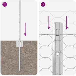 vidaXL Słupy ogrodzeniowe 11 sztuk U-Channel 60 cm ze stali ocynkowanej, Ogrodzenie sześciokątne 0.6x100 m ze stali ocynkowanej 9
