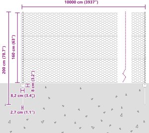 vidaXL Słupki ogrodzeniowe 22 szt. U-Channel 160 cm Stal ocynkowana, Sześciokątne ogrodzenie 1,6x100 m Stal ocynkowana 10