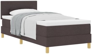 vidaXL Łóżko skrzynkowe z materacem Ciemnobrązowe 100x200 cm Tkanina 2