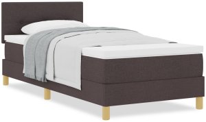 vidaXL Łóżko skrzynkowe z materacem Ciemnobrązowe 100x200 cm Tkanina 4