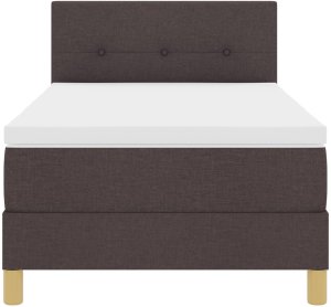 vidaXL Łóżko skrzynkowe z materacem Ciemnobrązowe 100x200 cm Tkanina 8