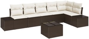 vidaXL Zestaw 6-częściowy sof ogrodowych z poduszkami Szary polirattan 2