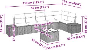 vidaXL Zestaw 6-częściowy sof ogrodowych z poduszkami Szary polirattan 9