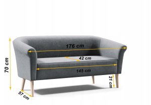 Sofa ESPERO styl skandynawski 3 osobowa welur monolith 97 3