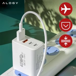 Ładowarka Alogy Ładowarka sieciowa 40W 2x USB 2x USB-C Alogy Super Fast Charger Szybkie ładowanie PowerDelivery PD Biała 9