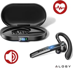 Słuchawka bezprzewodowa do rozmów Bluetooth zestaw słuchawkowy z etui ładującym G1 Alogy Czarna 12