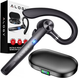 Słuchawka bezprzewodowa do rozmów Bluetooth zestaw słuchawkowy z etui ładującym G1 Alogy Czarna 17