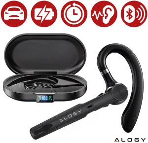 Słuchawka bezprzewodowa do rozmów Bluetooth zestaw słuchawkowy z etui ładującym G1 Alogy Czarna 2