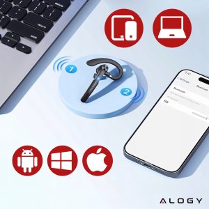 Słuchawka bezprzewodowa do rozmów Bluetooth zestaw słuchawkowy z etui ładującym G1 Alogy Czarna 4