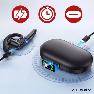 Słuchawka bezprzewodowa do rozmów Bluetooth zestaw słuchawkowy z etui ładującym G1 Alogy Czarna 5