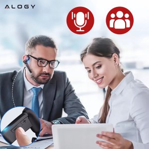 Słuchawka bezprzewodowa do rozmów Bluetooth zestaw słuchawkowy z etui ładującym G1 Alogy Czarna 9
