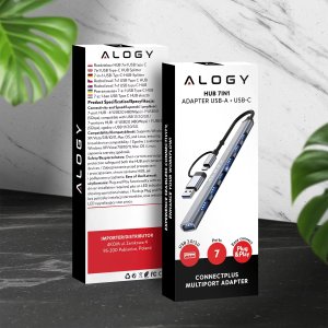 Hub 7w1 USB-C z USB 3.0 do 7x USB-A (1x3.0 + 6x2.0)  Alogy MultiHub Do Notebooka Laptopa 14