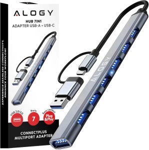Hub 7w1 USB-C z USB 3.0 do 7x USB-A (1x3.0 + 6x2.0)  Alogy MultiHub Do Notebooka Laptopa 17