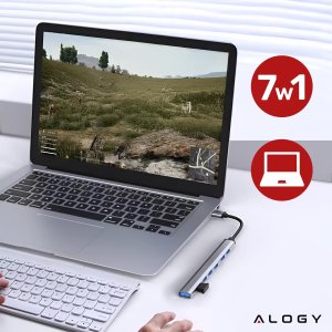 Hub 7w1 USB-C z USB 3.0 do 7x USB-A (1x3.0 + 6x2.0)  Alogy MultiHub Do Notebooka Laptopa 4