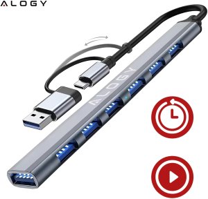 Hub 7w1 USB-C z USB 3.0 do 7x USB-A (1x3.0 + 6x2.0)  Alogy MultiHub Do Notebooka Laptopa 9