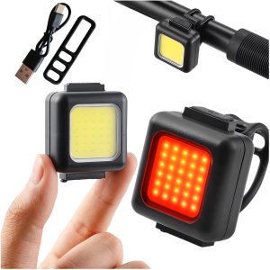Alogy Lampka rowerowa na rower przednia tylna zestaw 2 lampek przód + tył COB USB Bike Light 14