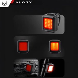 Alogy Lampka rowerowa na rower przednia tylna zestaw 2 lampek przód + tył COB USB Bike Light 15