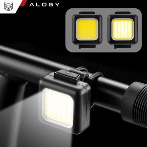 Alogy Lampka rowerowa na rower przednia tylna zestaw 2 lampek przód + tył COB USB Bike Light 17
