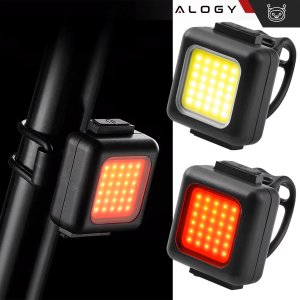 Alogy Lampka rowerowa na rower przednia tylna zestaw 2 lampek przód + tył COB USB Bike Light 2