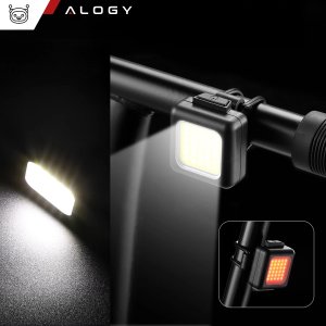 Alogy Lampka rowerowa na rower przednia tylna zestaw 2 lampek przód + tył COB USB Bike Light 6