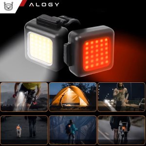 Alogy Lampka rowerowa na rower przednia tylna zestaw 2 lampek przód + tył COB USB Bike Light 7