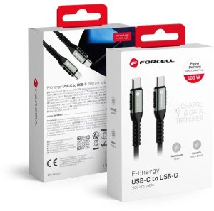 Kabel USB-C do USB-C Forcell 100W 5A PD QC 4.0 Nylon 2m Laptop Turbo 1