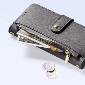 Etui skórzane do iPhone 16e Dux Ducis Lawa z portfelem MagSafe szare 11